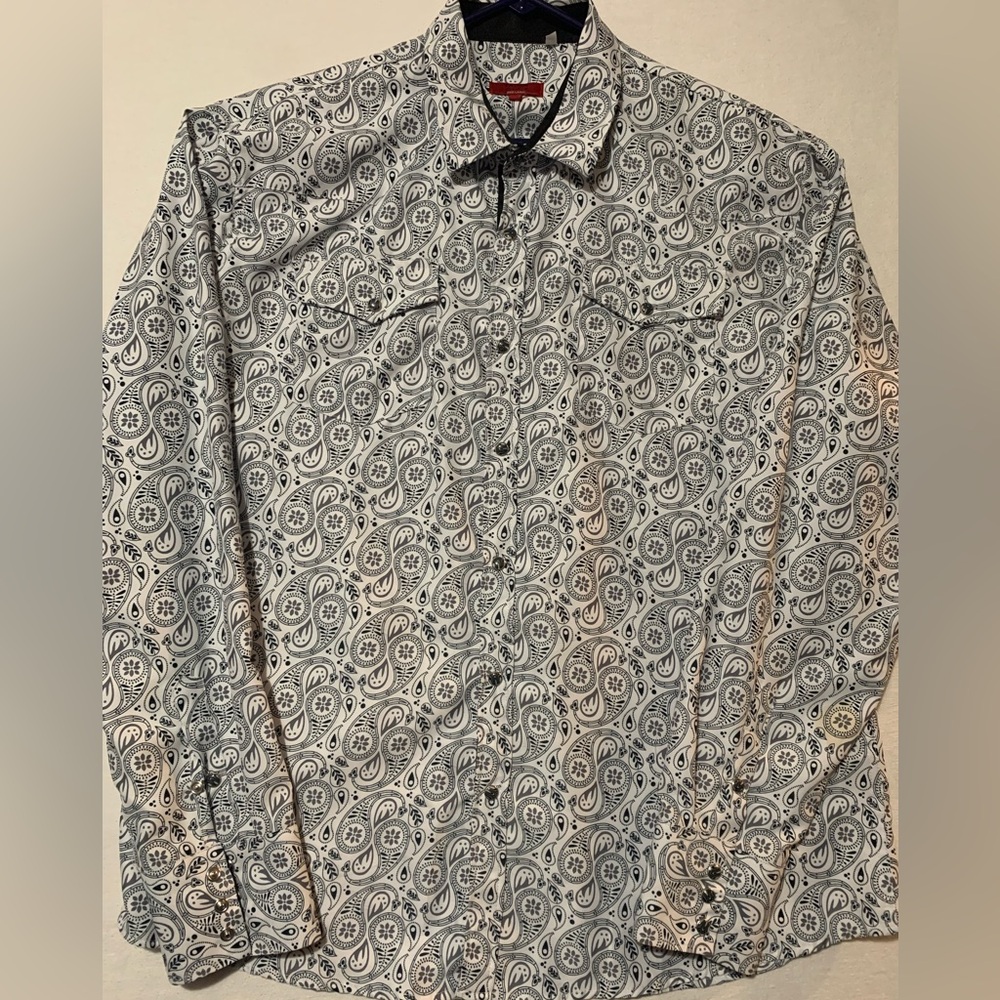 Patron Cito Red Label Mens XXL  WhitePlaid Long Sleeve Flip Cuff Western Cowboy